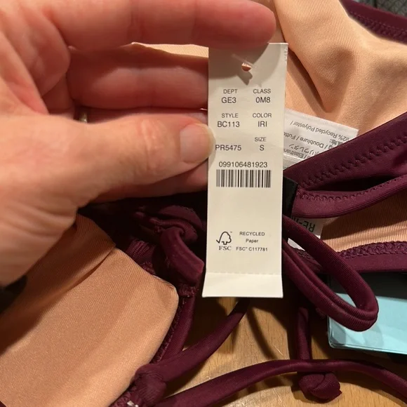 J. Crew string bikini top and hipster full coverage  bottom Burgundy sold as set - Picture 5 of 5